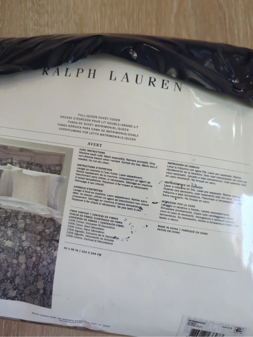RALPH LAUREN AVERY Full/queen DUVET COVER CHARCOAL HEATHER BNIP $500 BEAUTIFUL